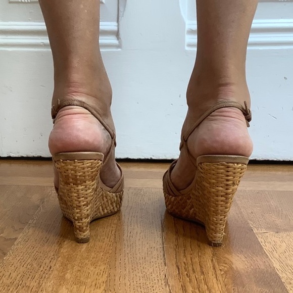 Prada Tan Woven Wedges - Picture 4 of 7